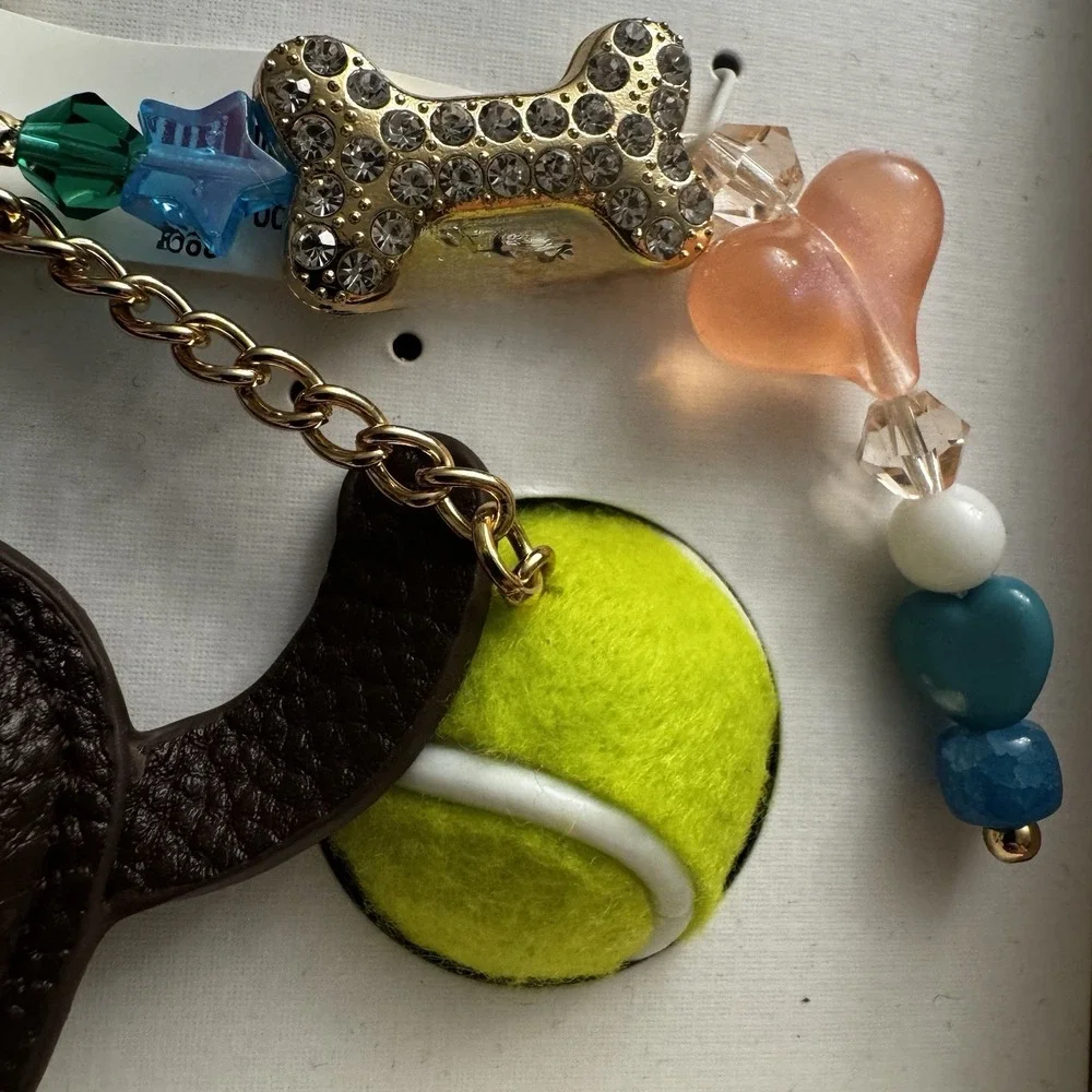 Piper K Dachshund Bag‎ Charm Key Chain Dog Bandana Tennis Ball Bling NEW in Box